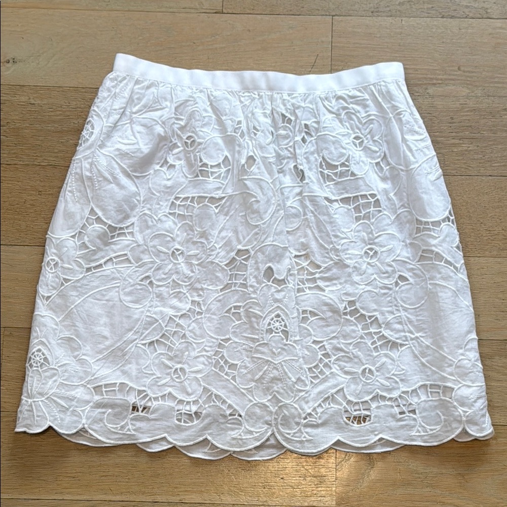 NWT Milly White Lace Patterned Cotton Skirt - Size 8